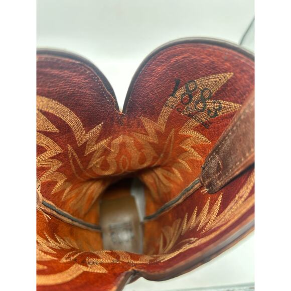 Lucchese 1883  Tan Brown Mad Dog Goat Western women’s 8 B Boots  Snip Toe - Picture 10 of 13